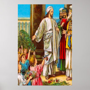 Matthew 21:15-16 As Crianças Louvem Jesus poster