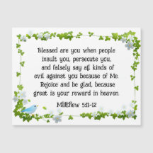 Matthew 5:11-12 Abençoado é seu cartão magnético