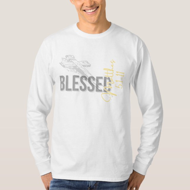Matthew 5:1-11 T-Shirt Cristã Abençoado (Frente)