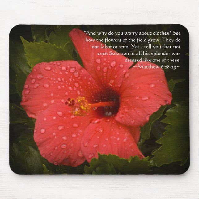 Matthew 6:28-29 Hibiscus Mousepad (Frente)