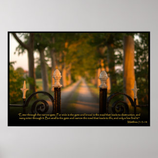 Matthew 7:13-14 Bíblia cristã Verse Poster
