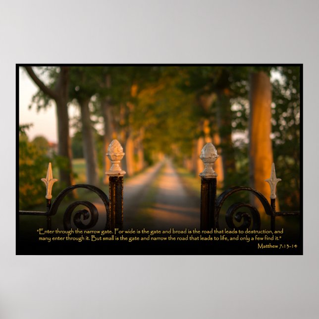 Matthew 7:13-14 Bíblia cristã Verse Poster (Frente)