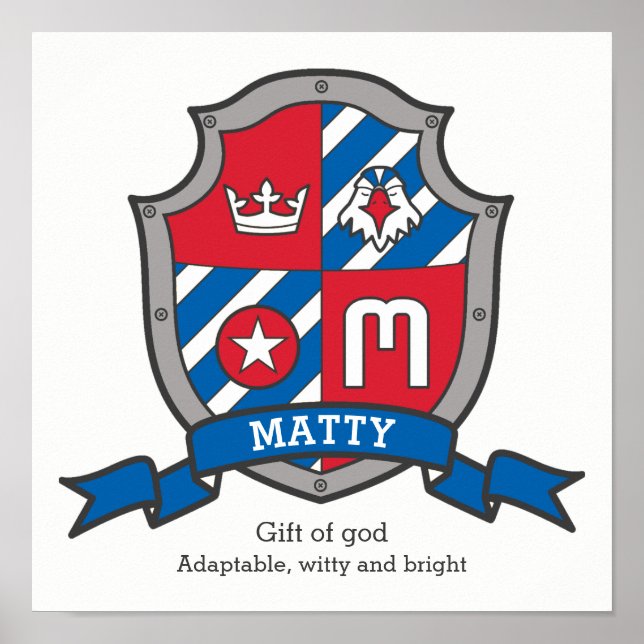 Matty boys name significa heraldry shield poster (Frente)