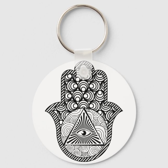 Mau Proteção dos Olhos Chaveiro de Botão Hamsa (Frente)