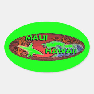 Maui Hawaii, surfista verde, lança adesivos artí