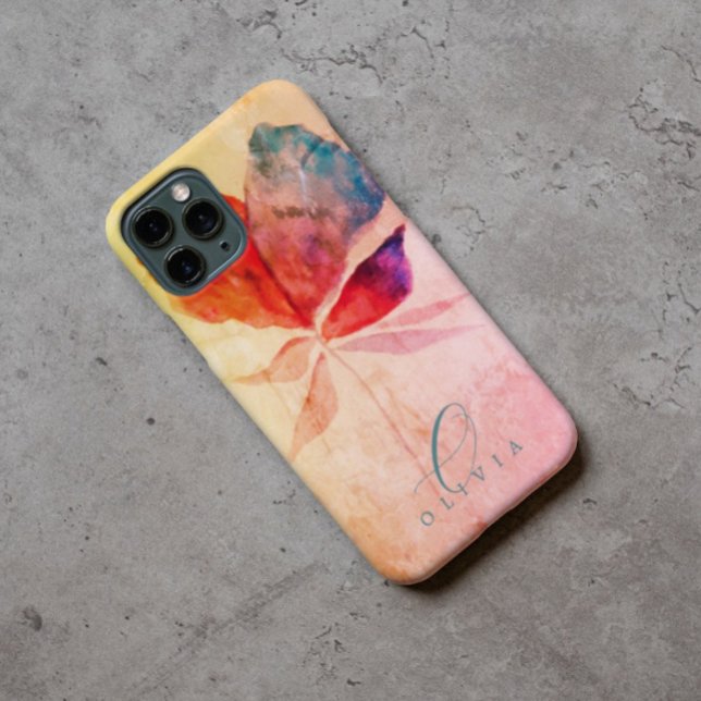 Mauve Azul Vermelho Assinatura Foral Monograma (Criador carregado)