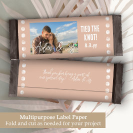 Mauve Beige Wedding Photo Candy Wrapper Bar