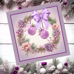 Mauve Christmas Wreath Magnetic Card