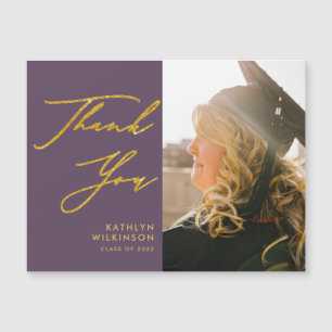 Mauve Elegant Dourado Script Graduação Obrigado