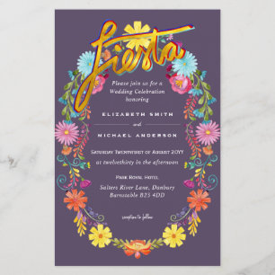 Mauve FIESTA Folk Flowers Convite de casamento de 