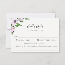 Mauve Floral Comida Alergia RSVP Placa