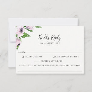 Mauve Floral Comida Alergia RSVP Placa
