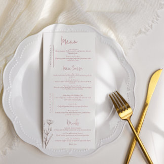 Mauve Floral Wedding Menu