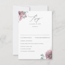 Mauve Floral Wedding RSVP