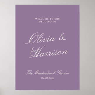 Mauve Garden Calligraphy Wedding Welcome Poster