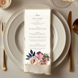 Mauve Indigo Watercolor Rosa Wedding Menu
