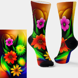 Mauve Orange Yellow Flowers em Dourado e Verde