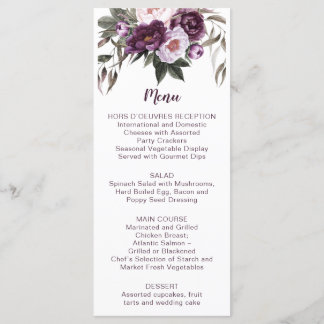Mauve Purple Lavanda Violet Floral Menu |