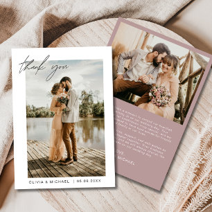 Mauve Wedding Cartões de agradecimentos Foto Minim