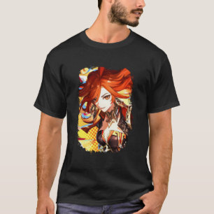 Mavuika Genshin Arte 04 Camiseta Preta Básica