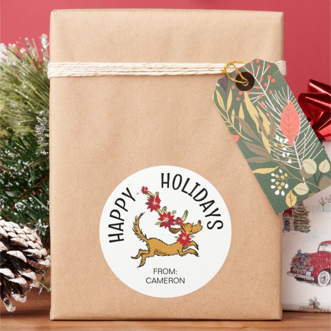 Max Christmas Poinsettia | Etiqueta de Presente de (Feriado)