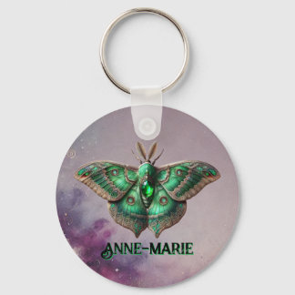 May Birthstone Chaveiro - Emerald Moth Design