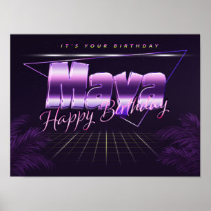 Maya Name Vorname lila retro Poster Geburtstag