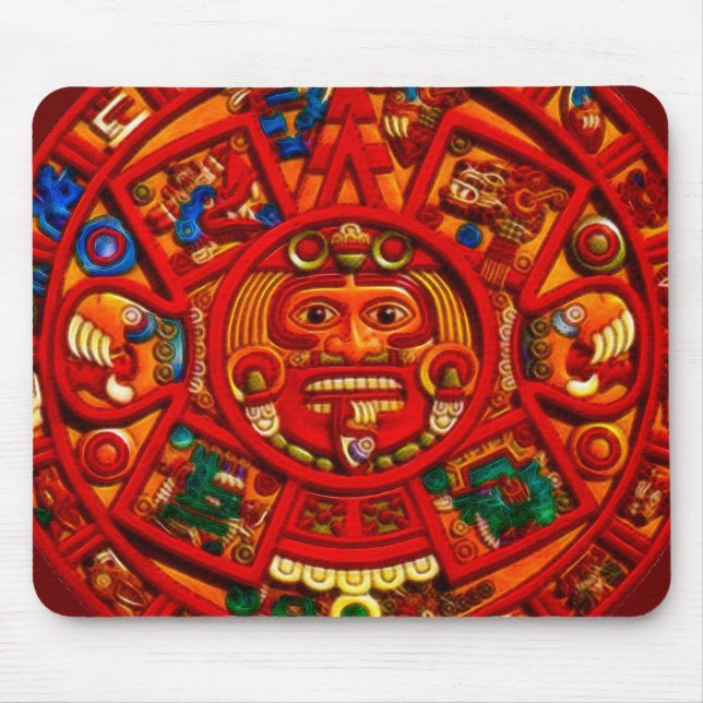Mayan-Aztec Calendário Sagrado Sun Mousepad (Frente)