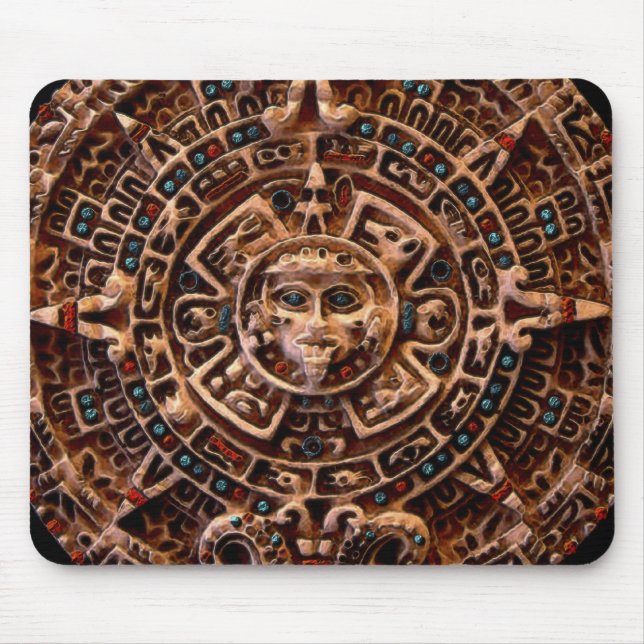 Mayan-Aztec Calendário Sagrado Sun Mousepad (Frente)