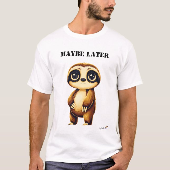 Maybe Later Funny Sloth T-Shirt (Frente)