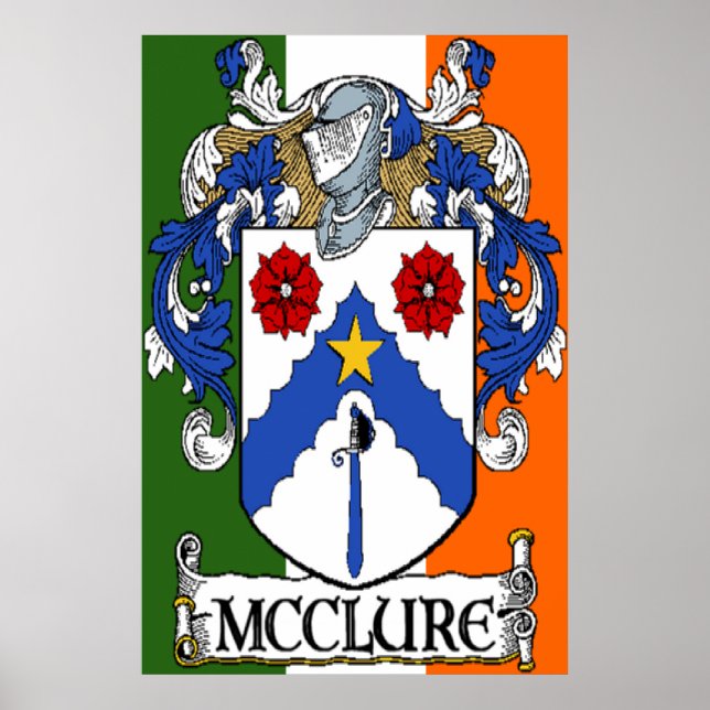 McClure Casaco de Arms Irish Flag Impressão (Frente)