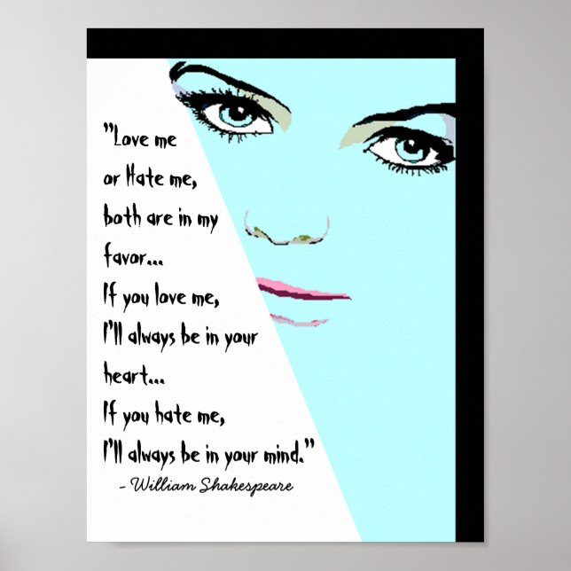 Me ame ou me odeie o Poster William Shakespeare (Frente)