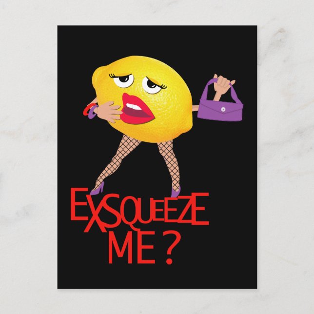 'me espreme?' cartão postal humorístico de limão e (Frente)