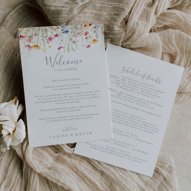 Meadow Colorful Wildflower Wedding - Letra Bem-vin (Criador carregado)