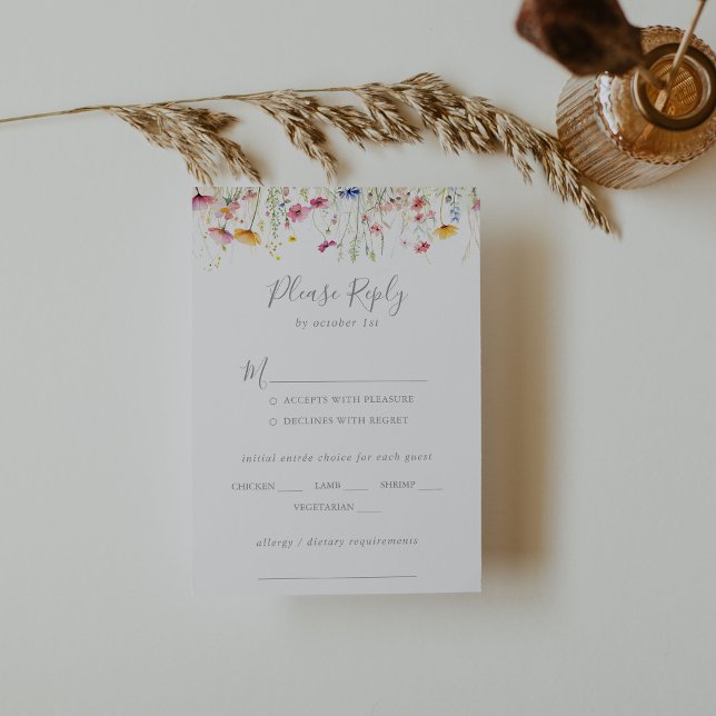 Meadow Wildflower Wedding Menu Choice RSVP (Criador carregado)