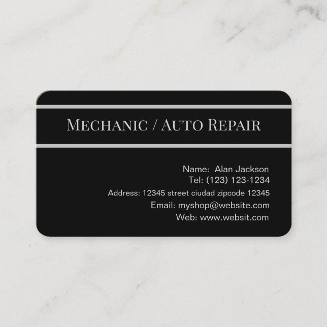 \Mecânico / Cartão de visita de reparo automático  (Frente)