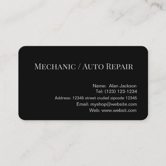 \Mecânico / Cartão de visita de reparo automático  (Frente)