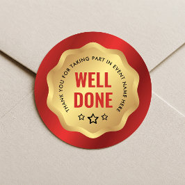 Medalha de Evento Bem Feito Adesivo Vermelho Emble