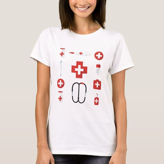 Medical Icons Nurse T-Shirt (Frente)