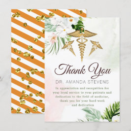 Médico Elegante Floral | Cartões de agradecimentos