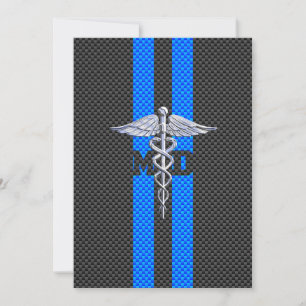 Médico MD Caduceus em Impressão de fibra de carbon
