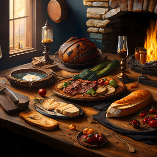 Medieval meal Stretched Canvas Print