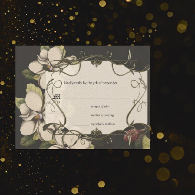 Medieval Renaissance Magnolia Wedding RSVP (Criador carregado)