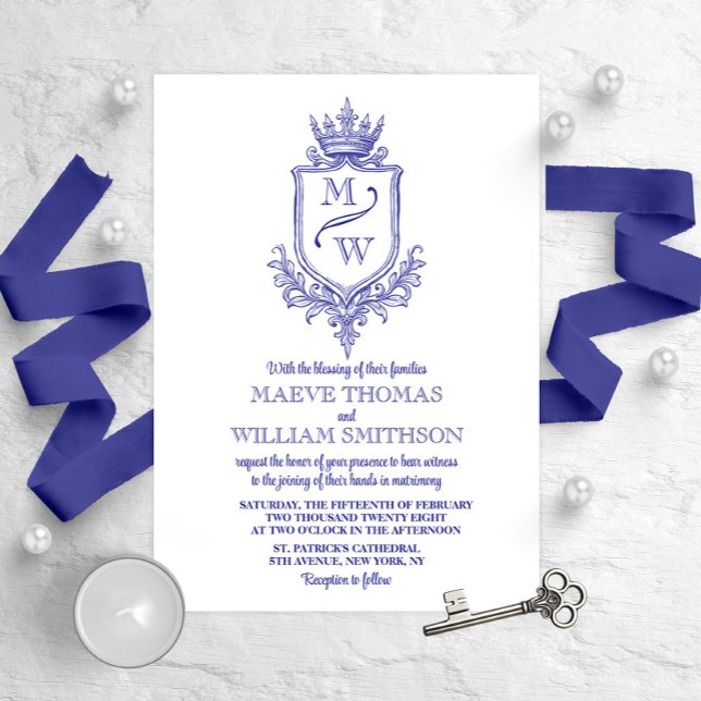 Medieval Royal Crest Monogram Wedding Invitation (Criador carregado)
