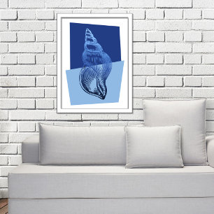 Médio Moderno Turban Shell Impressão Blue