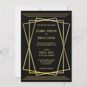 Médio Preto de Design - Convite para Casamento