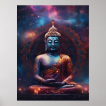 Meditando Buda com Mandala Poster