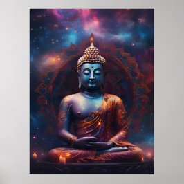 Meditando Buda com Mandala Poster
