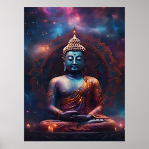 Meditando Buda com Mandala Poster