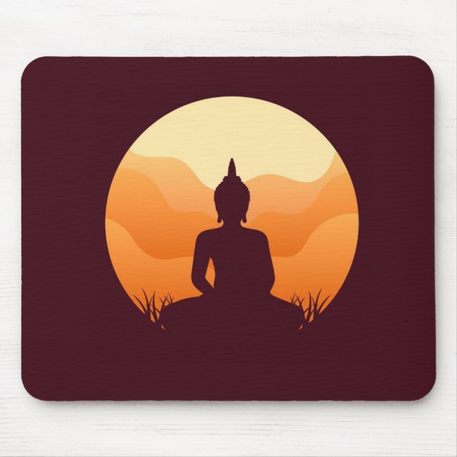Meditando Buda Sunset Mousepad (Frente)